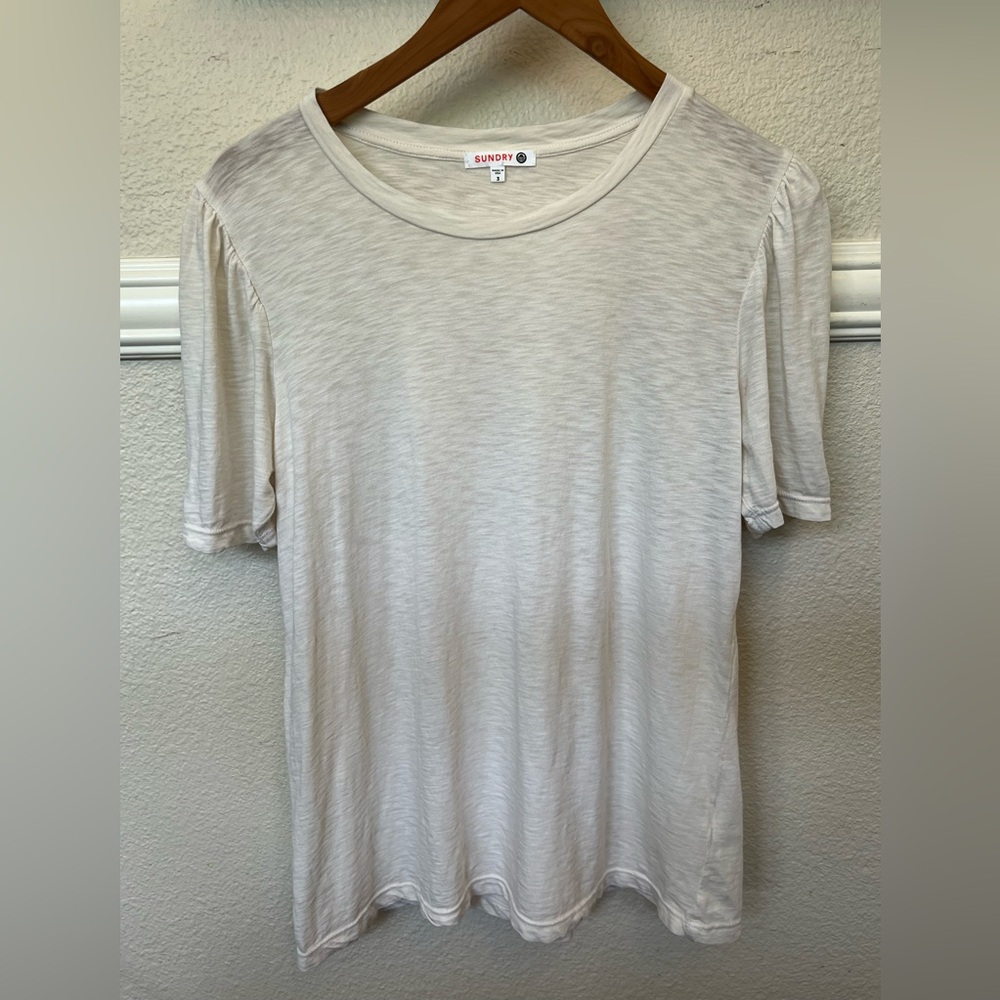 Sundry Women's Cream Short Sleeve Tee 100% Pima Cotton